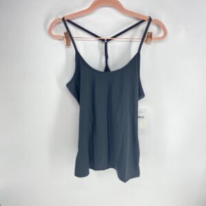 Halston black racerback spaghetti strap wicking workout athletic top women S NWT